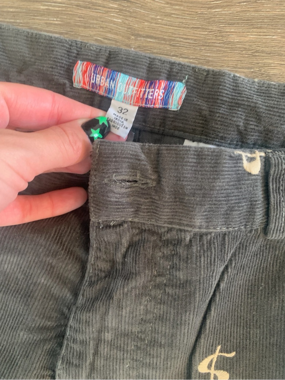 Urban Outfitters Critter Icon Dollar Money Sign Gray Corduroy Skate Street Pants View 4